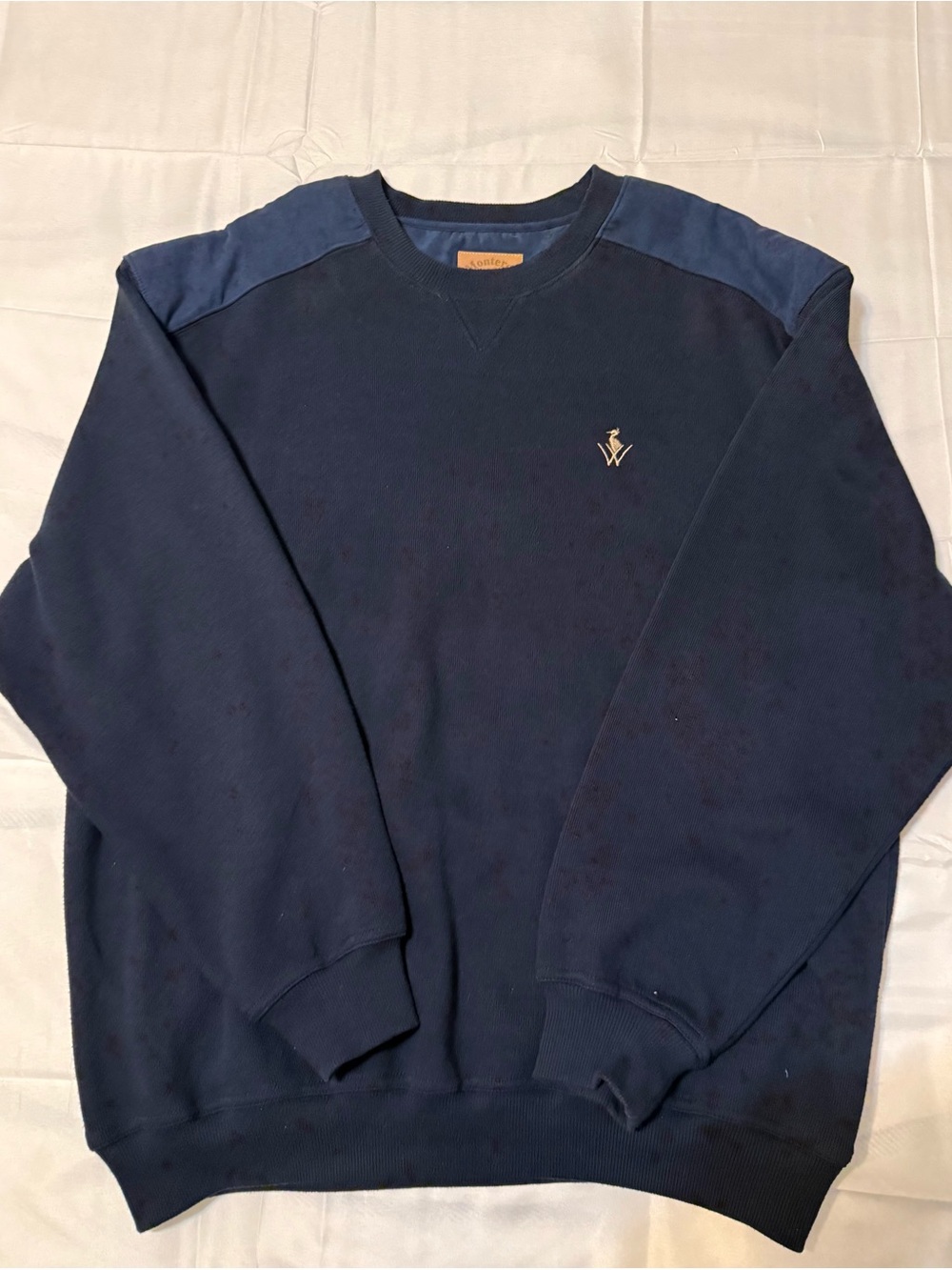 Monterey Club Men's Navy Crewneck Sweatshirt with Contrast Shoulders